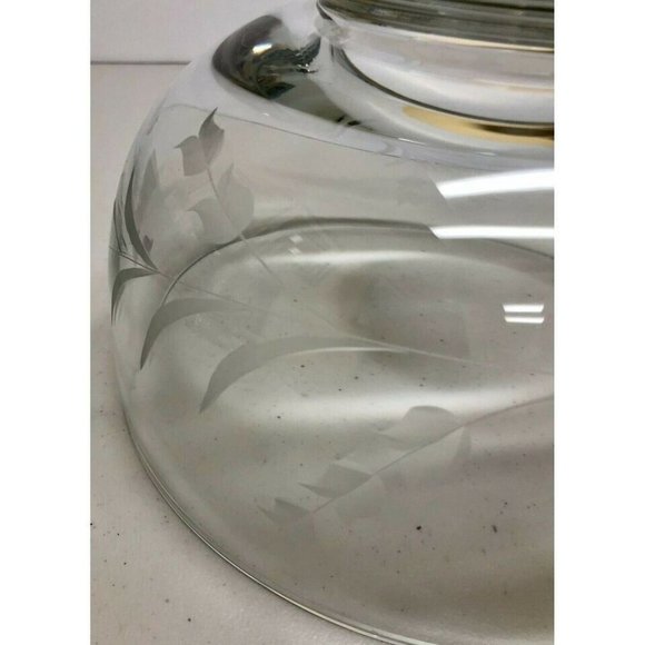 MS16 Vintage Large engraved cut Fruit / Salad Bowl 9 1/2' w x 5' h x 4 3/8' base - Picture 4 of 5